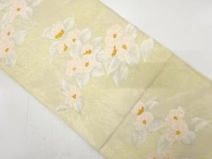 アンティーク　椿模様織り出し袋帯（材料）